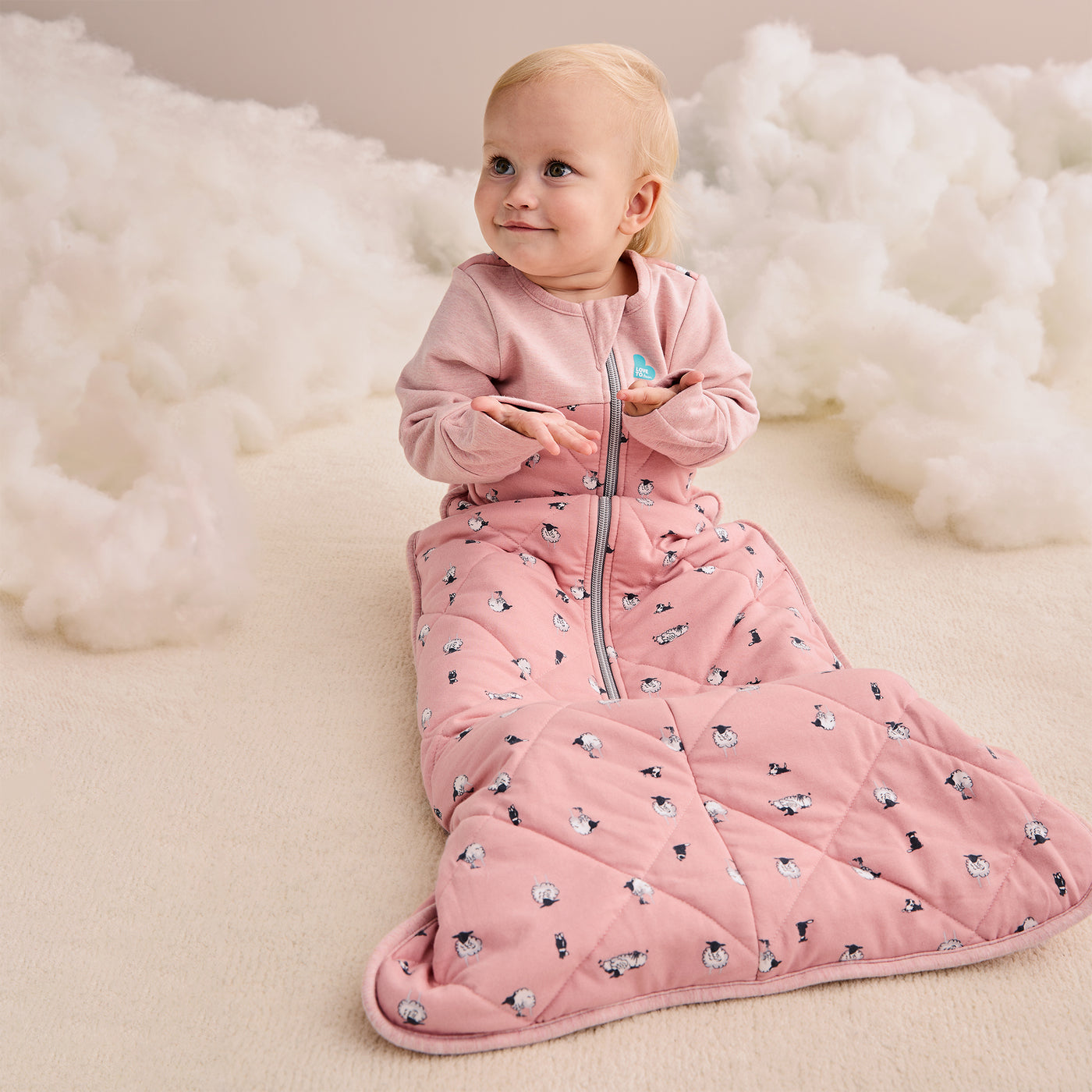 Sleep Bag Organic Cool 2.5 TOG - Lambs Best Friend Rose - Love to Dream™ NZ 